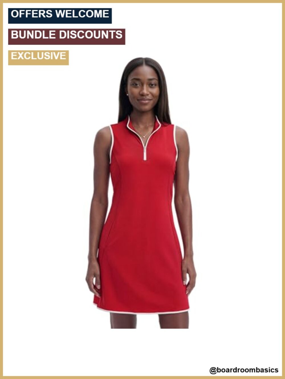 Quarter Zip Sleeveless Athletic Dress A-Line Moisture Wicking Tennis Golf